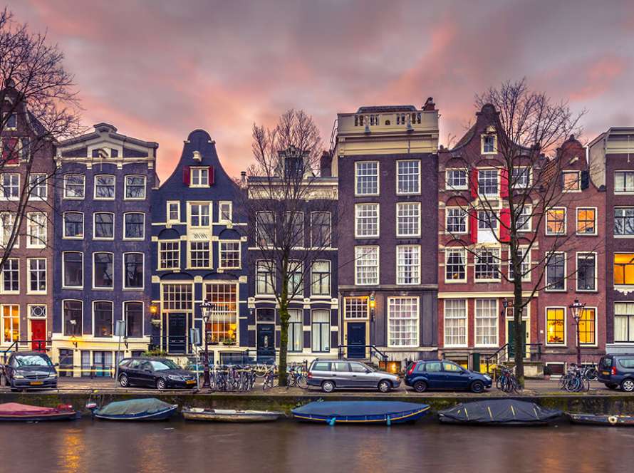 Colorful canal houses in Amsterdam