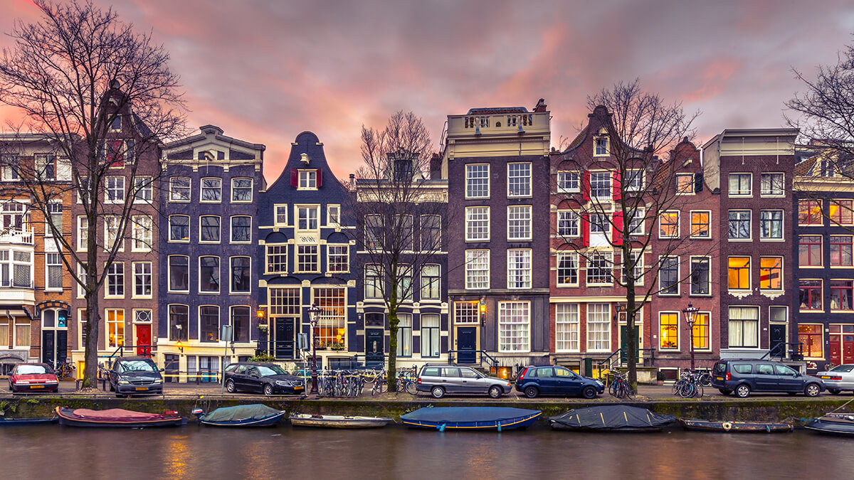 Colorful canal houses in Amsterdam